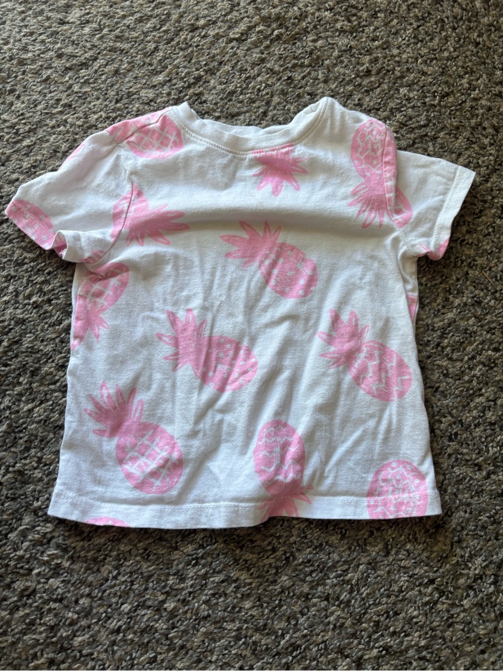 Old Navy White Short Sleeve Tee Pink Pineapples 3T